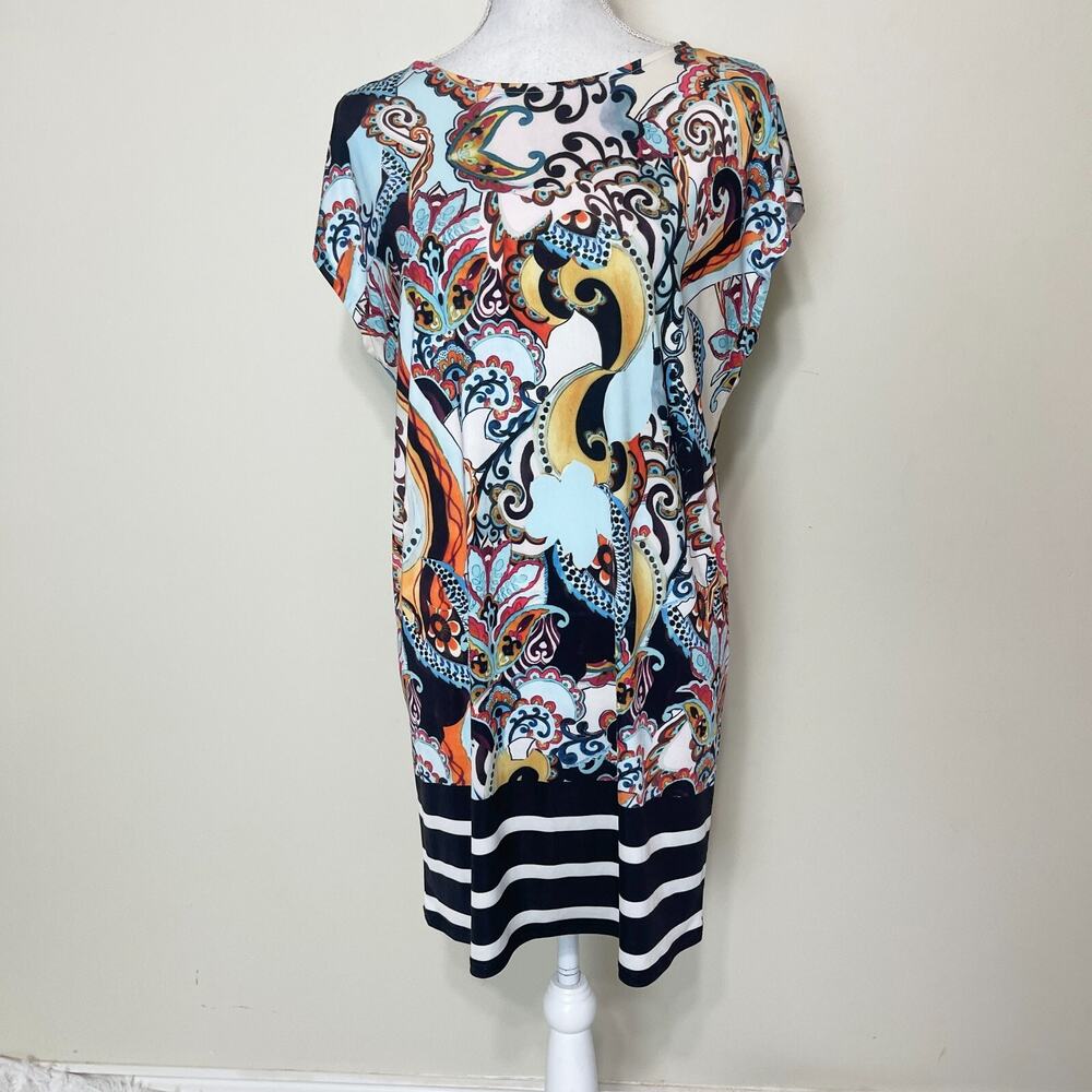 Vintage Mely New York Boho Flowy Multicolored Watercolor Abstract Dress Size M‎